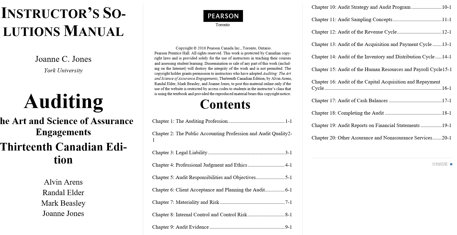 solution manual for Auditing: The Art and Science of Assurance Engagements, 13th Canadian Edition by Beasley