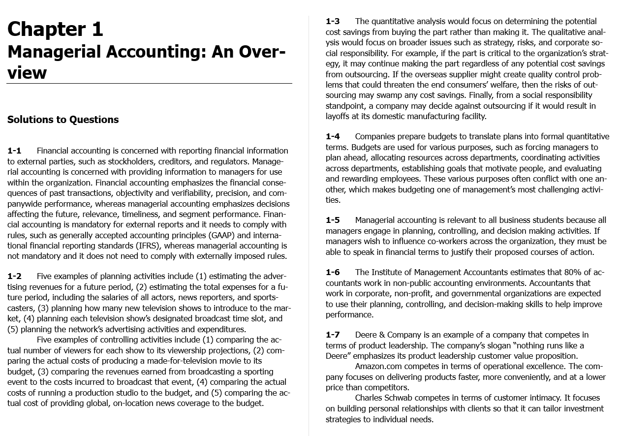 solution manual for Managerial Accounting 15th Edition by Ray H Garrison