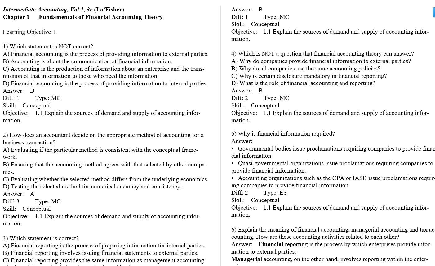 test bank for Intermediate Accounting Vol. 1 3rd edition