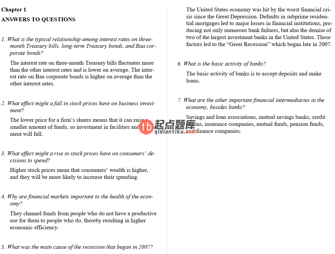 solution manual for The Economics of Money Banking and Financial Markets 11th Global Edition