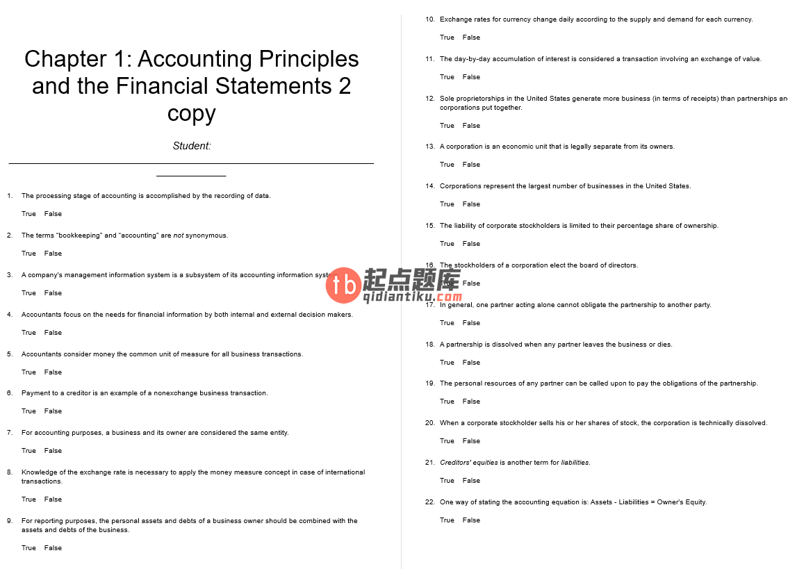test bank for Principles of Financial Accounting 12th Edition