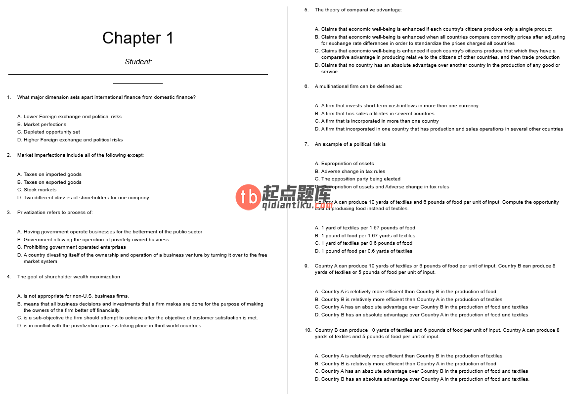 test bank for International Financial Management: Canadian Perspective 3rd edition