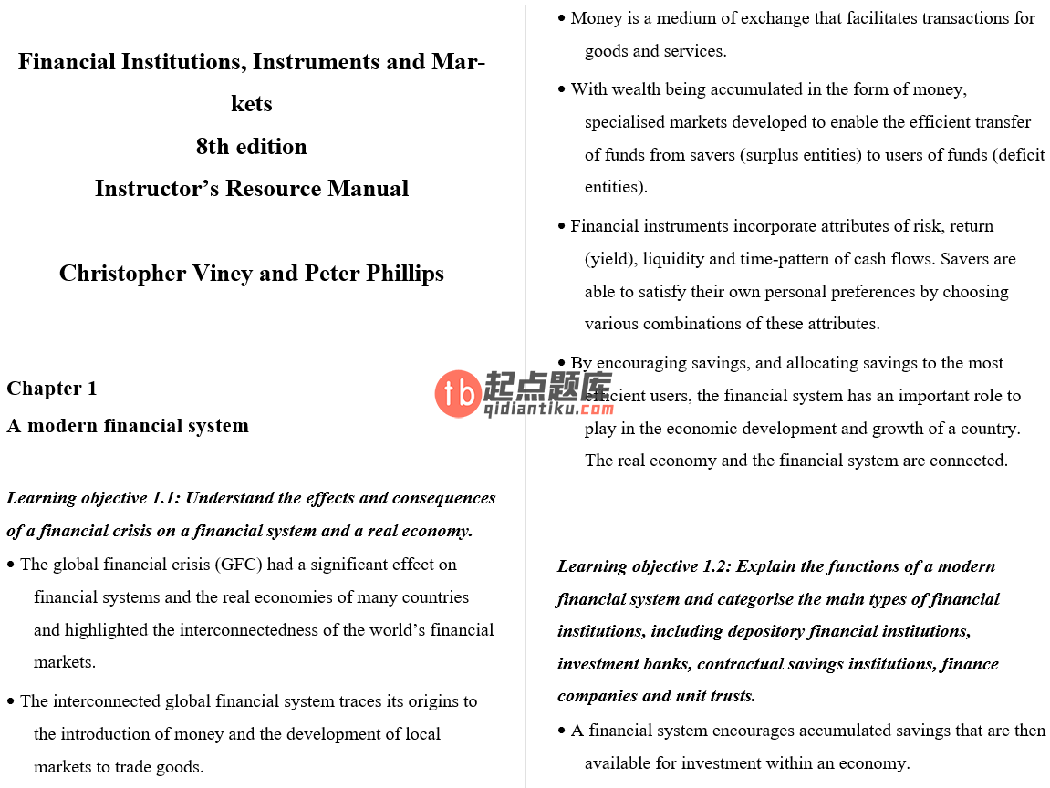 solution manual for Financial Institutions Instruments and Markets 8th Edition