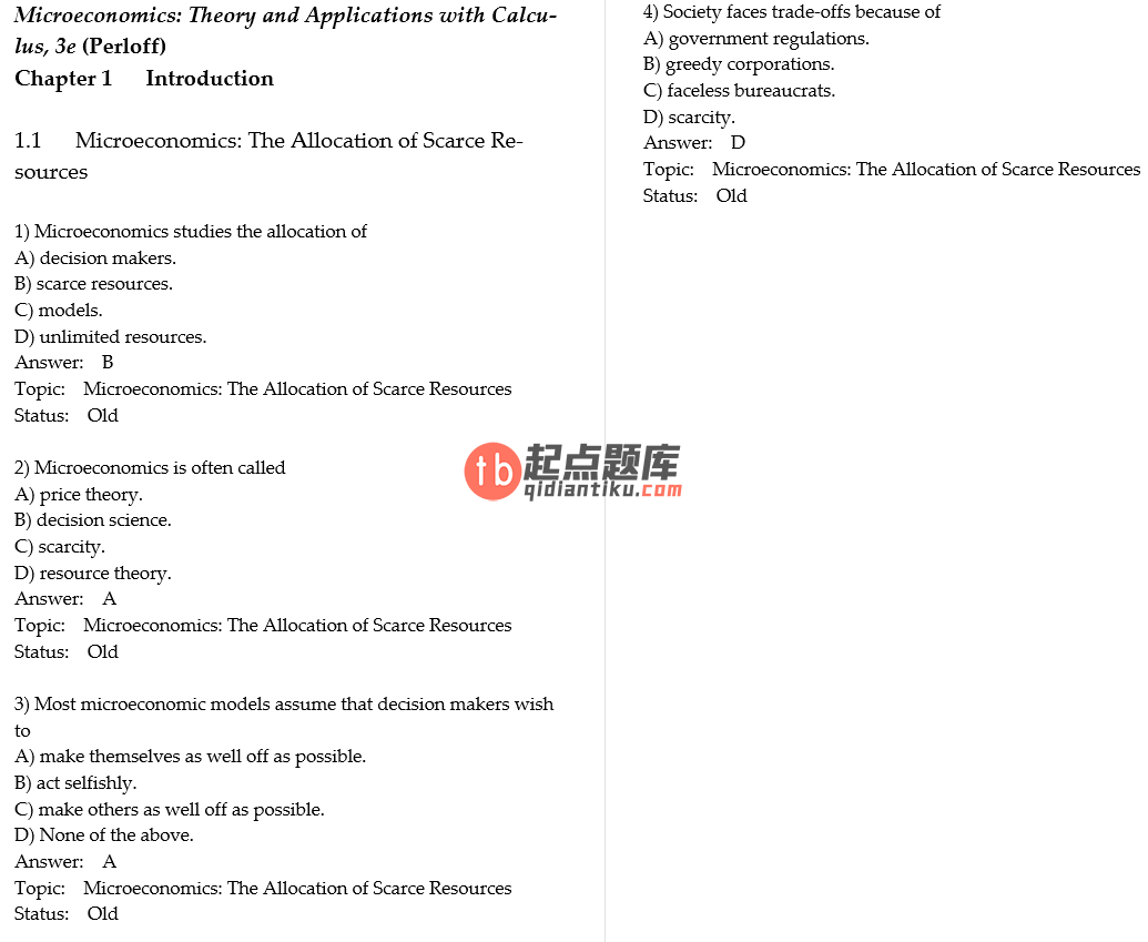 test bank for Microeconomics: Theory and Applications with Calculus 3rd Edition