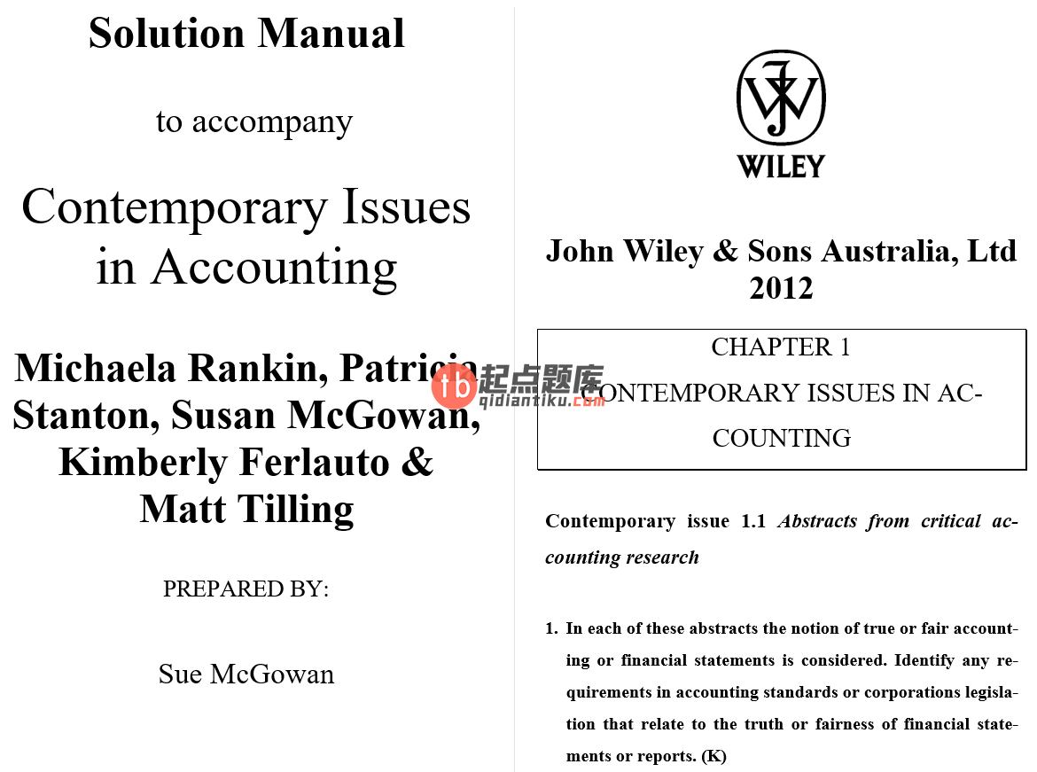 solution manual for Contemporary Issues in Accounting 1st Edition