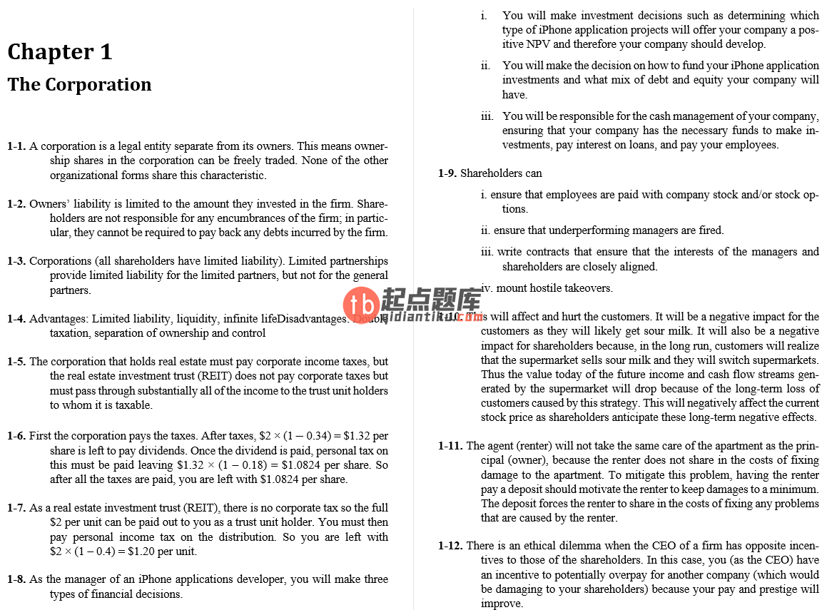 solution manual for Corporate Finance 3rd Canadian Edition