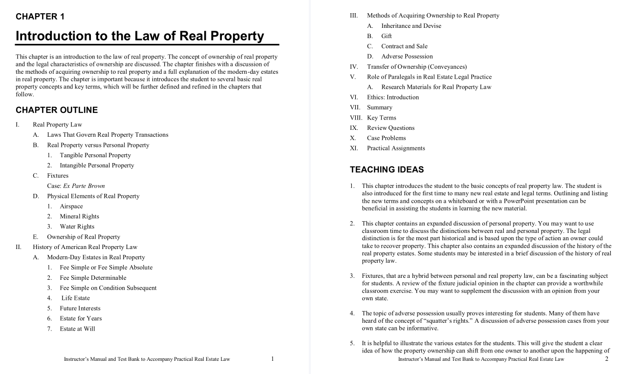 solution manual for Practical Real Estate Law 7th Edition