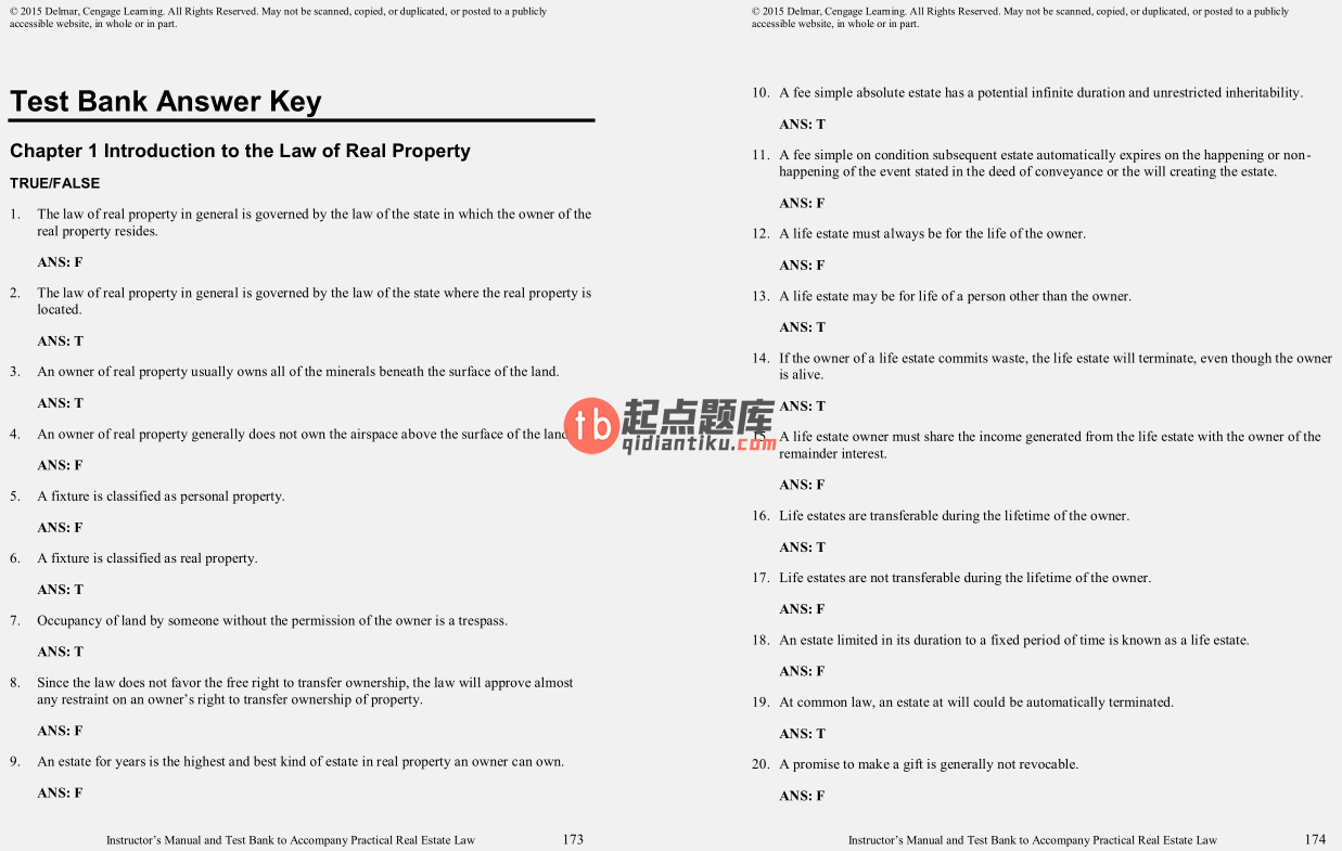 test bank for Practical Real Estate Law 7th Edition by Daniel F. Hinkel