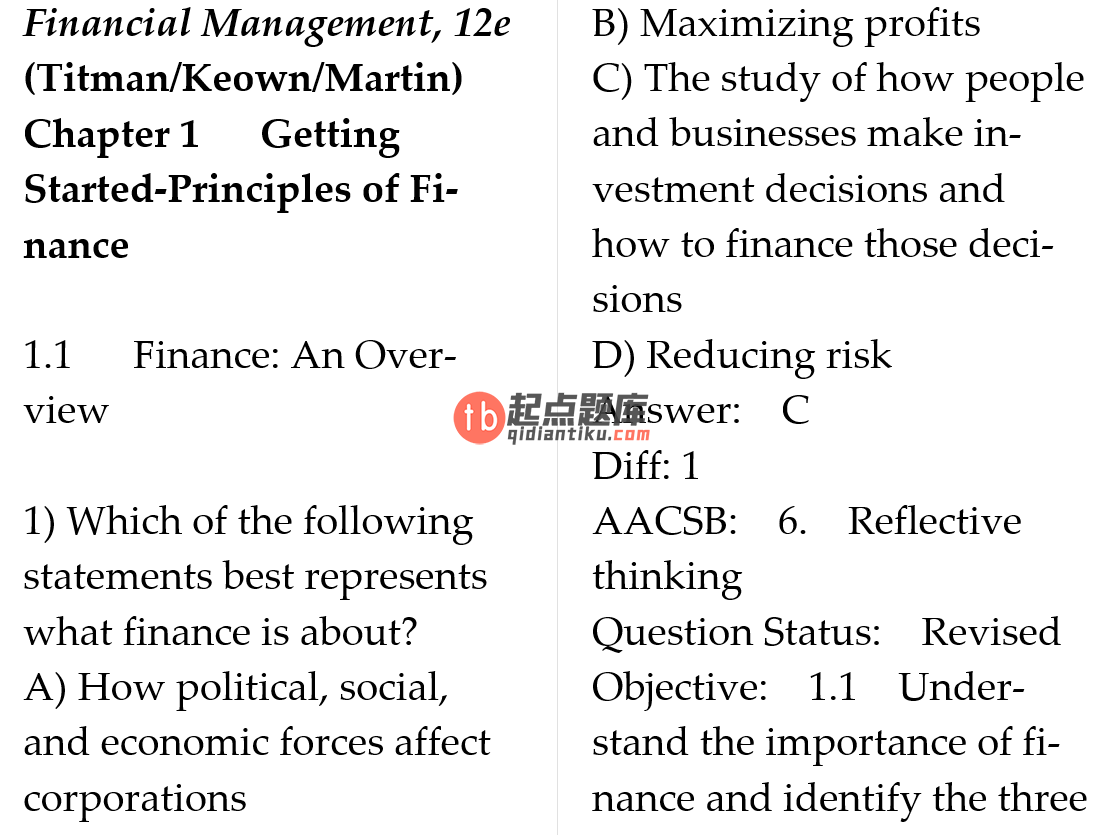test bank for Financial Management: Principles and Applications 12th Edition