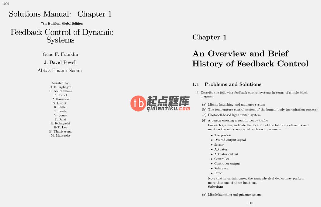 solution manual for Feedback Control of Dynamic Systems 7th Global Edition