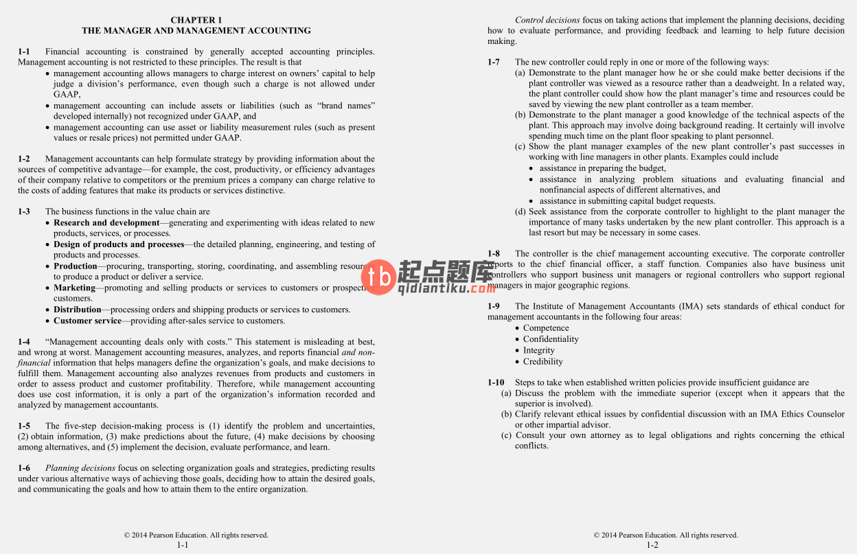 solution manual for Managerial Accounting: Decision Making and Motivating Performance