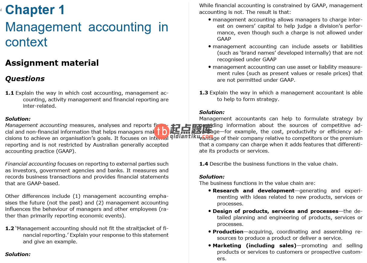 solution manual for Horngren's Cost Accounting: A Managerial Emphasis 3rd Australian edition
