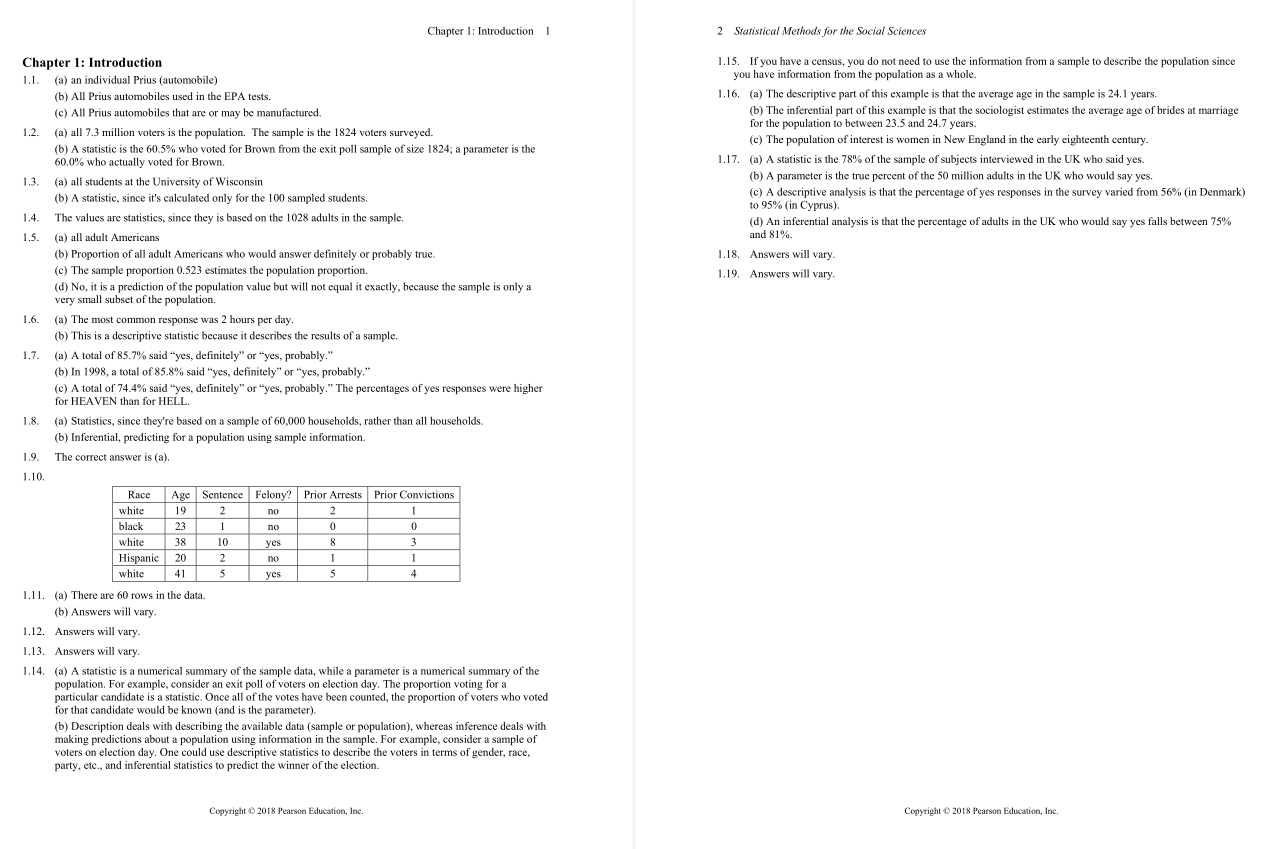 solution manual for Statistical Methods for the Social Sciences 5th Edition