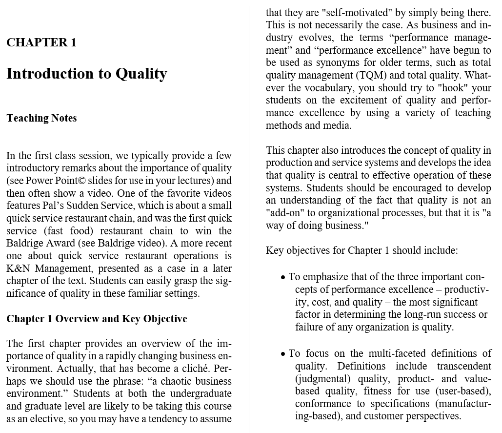 solution manual for Managing for Quality and Performance Excellence 10th Edition