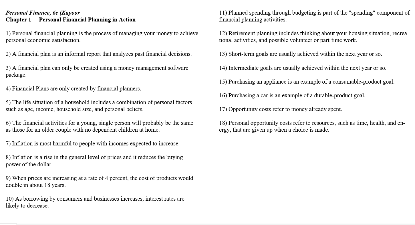 test bank for Focus on Personal Finance 6th edition by Jack Kapoor