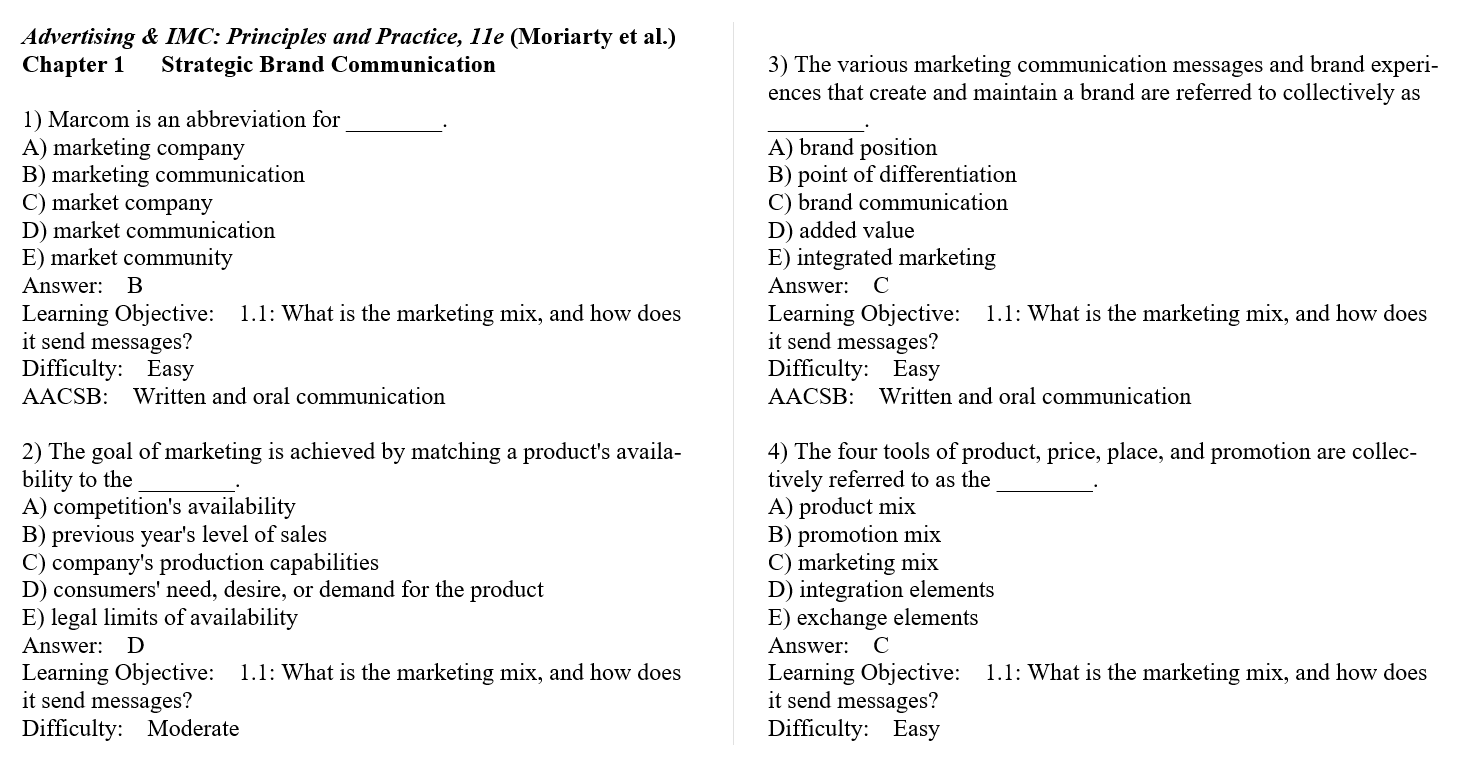 Test bank for Advertising & IMC: Principles and Practice 11th Edition by Kitty Locker