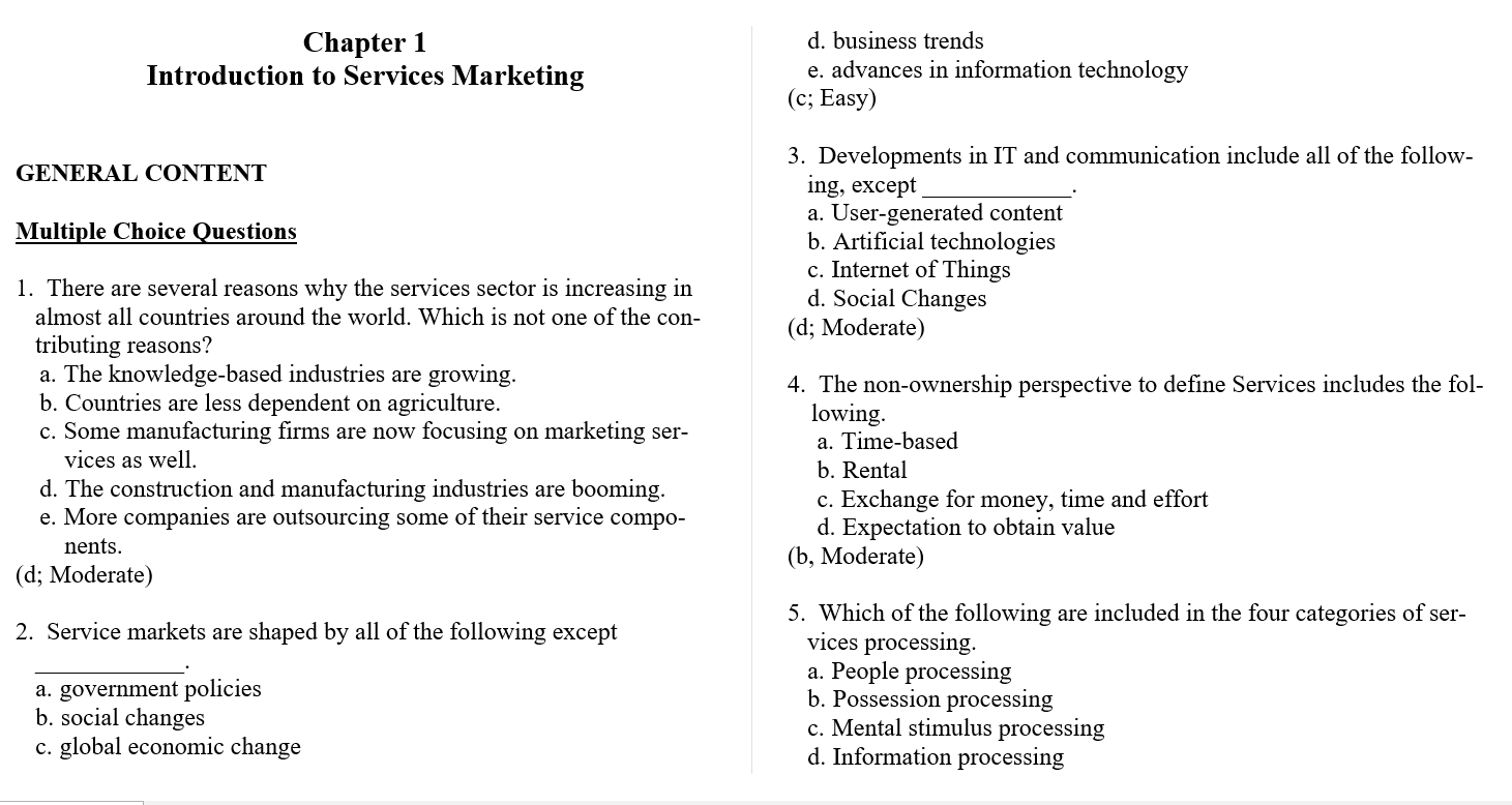 Test bank for Essentials of Services Marketing 3rd Edition by Jochen Wirtz