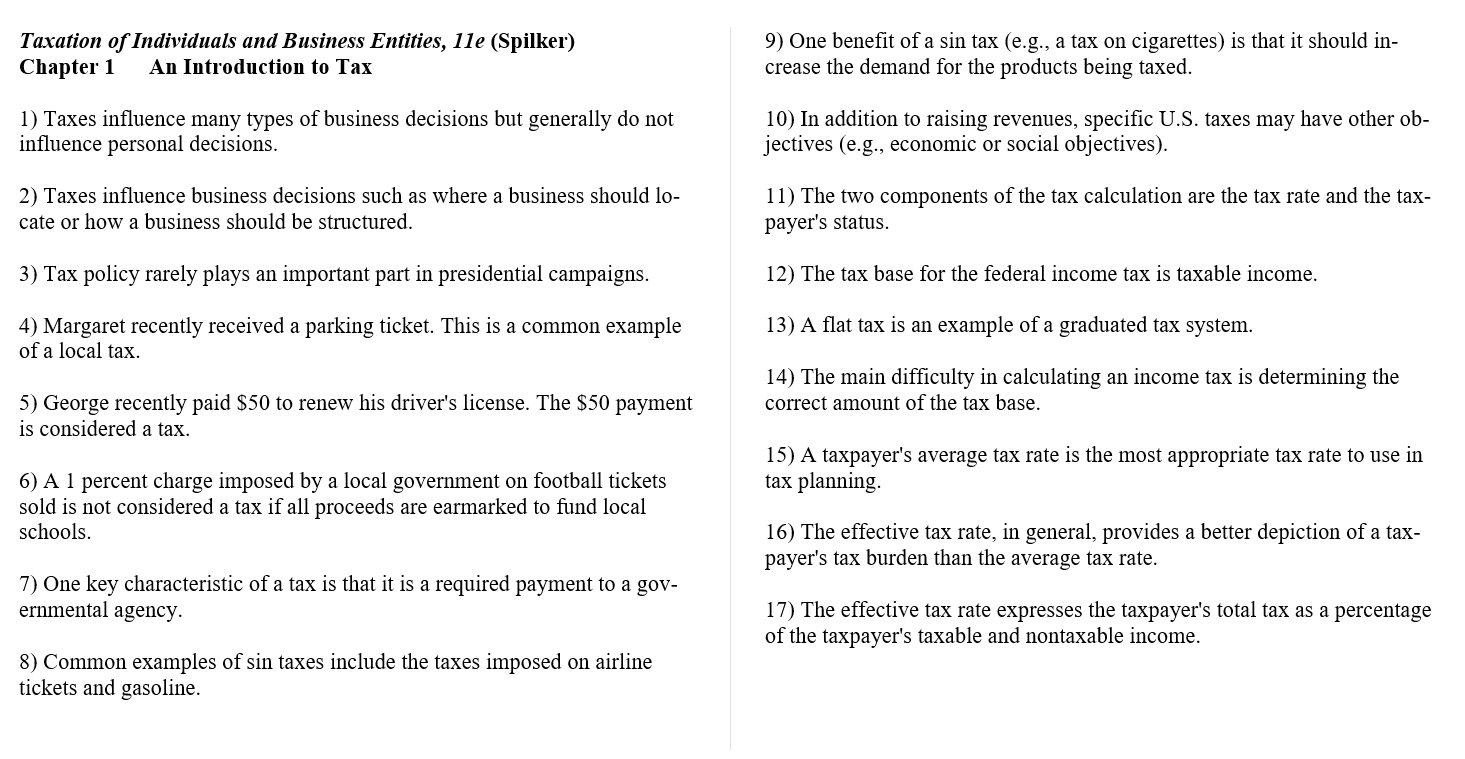 Test bank for McGraw-Hill's Taxation of Individuals and Business Entities 2020 Edition 11th Edition by Brian Spilker