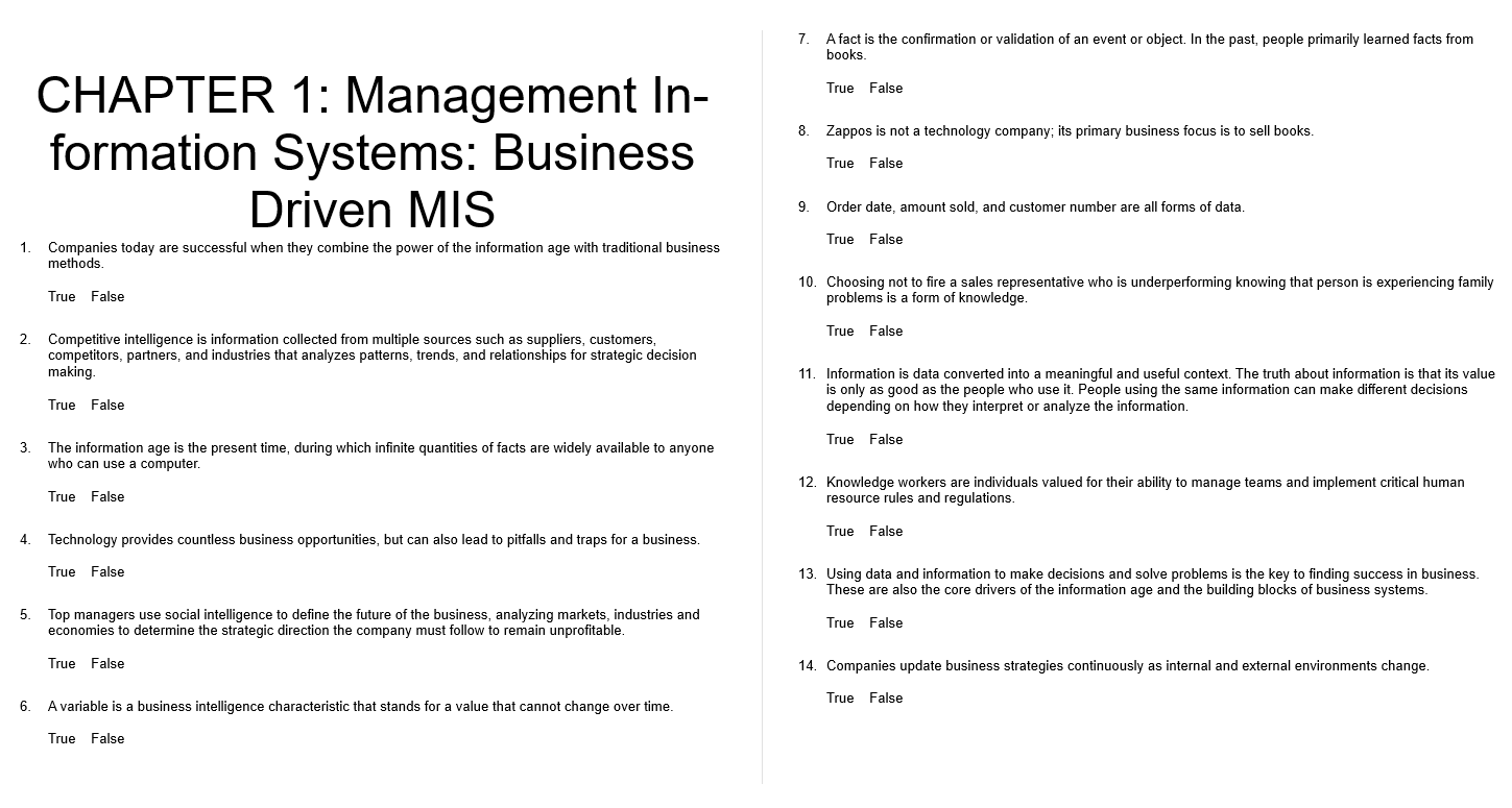 Test bank for Business Driven Information Systems 4th Edition by Paige Baltzan