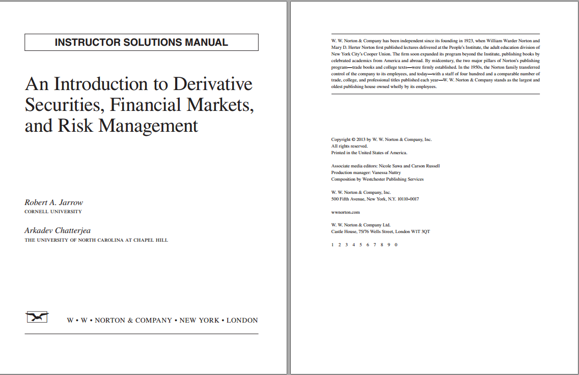 Solution manual for An Introduction to Derivative Securities, Financial Markets, and Risk Management 1st Edition by Robert A. Jarrow