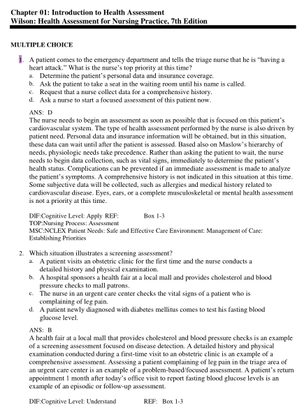 Test Bank For Health Assessment for Nursing Practice 7th Edition By Susan Fickertt