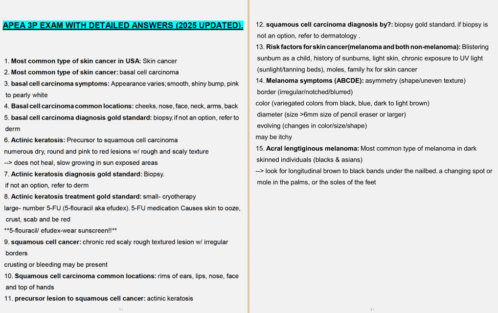 APEA 3P EXAM WITH DETAILED ANSWERS 2025 UPDATED