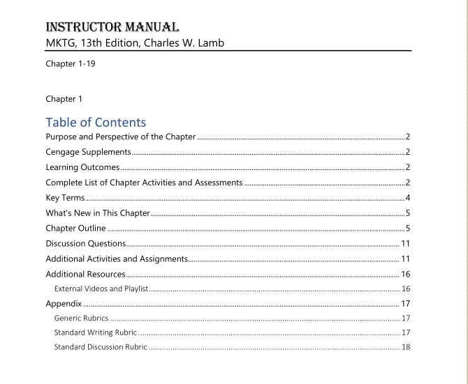 Solution Manual for MKTG, 13th Edition by Charles W. Lamb Chapter 1-19